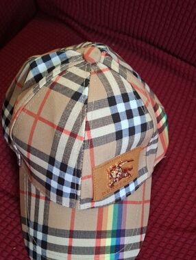 Burberry Beige Nova Check Rainbow Stripe Baseball Cap